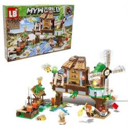 Конструктор Майнкрафт LB 318 -  Водная ферма с мельницей и с подсветкой