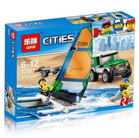 Конструктор Lepin 02027 Внедорожник с прицепом для катамарана