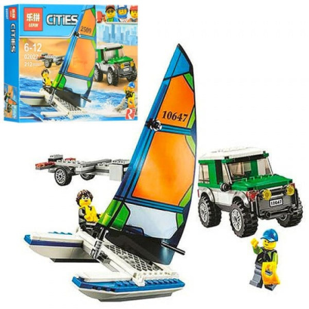 Конструктор Lepin 02027 Внедорожник с прицепом для катамарана
