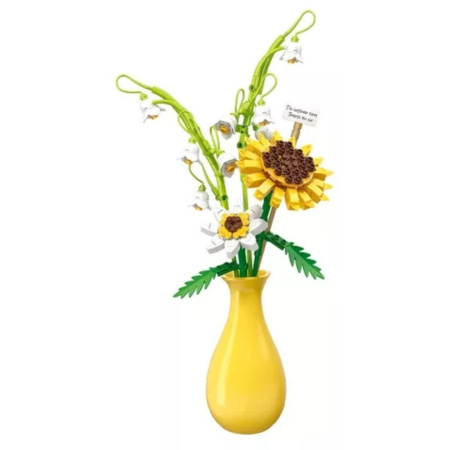 Конструктор Zhe Gao 622005 - Букет с подсолнухом в наборе с керамической вазой