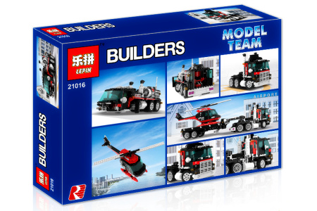 Конструктор Lepin 21016 Супер Тягач с прицепом и вертолетом