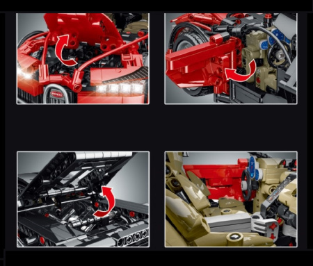 Конструктор MORK «Bugatti» 1:14 MOC 023001-2 -Красный