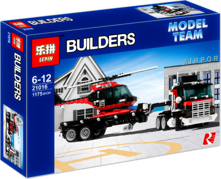Конструктор Lepin 21016 Супер Тягач с прицепом и вертолетом