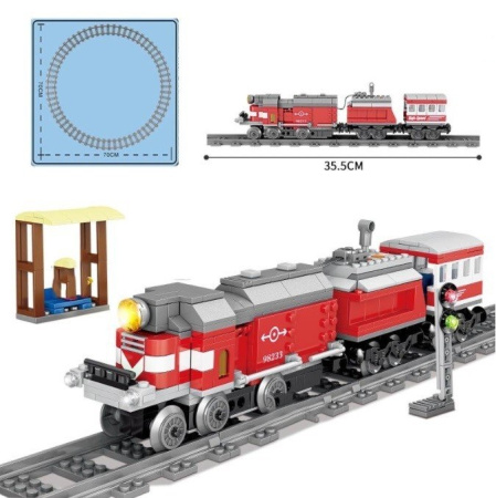 Конструктор KAZI 98240 Красный пассажирский поезд