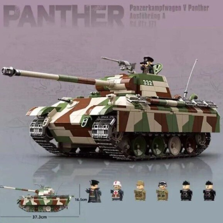 Конструктор 100252 Quanguan - Pz.Kpfw. V Panther немецкий средний танк Пантера
