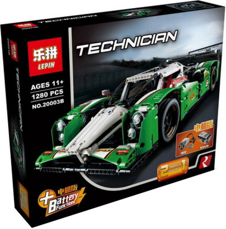 Конструктор Lepin 20003b Зеленый гоночный автомобиль (с мотором)