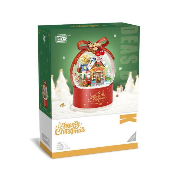 Конструктор Loz 1303 - Новогодний шар Рождественский домик со светом