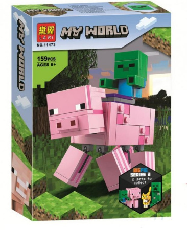 Конструктор Lari 11473 Большие фигурки Minecraft, Свинья и Зомби-ребёнок