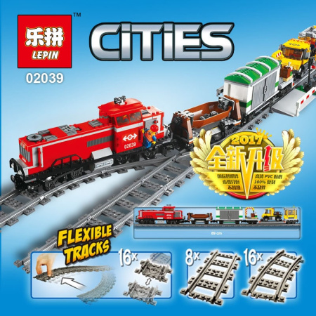 Конструктор Lepin 02039 Красный грузовой поезд