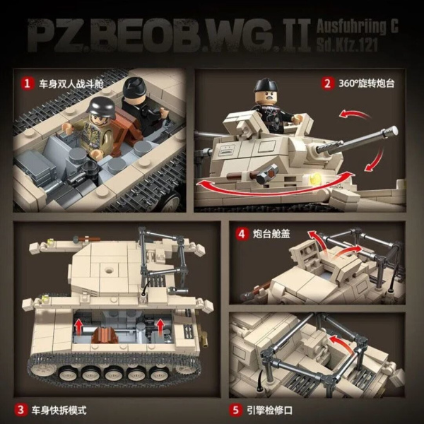 Конструктор Quan guan 100275 - Немецкий легкий танк Panzer II C