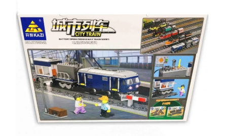 Конструктор KAZI 98242 Синий пассажирский поезд