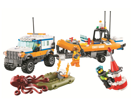 Конструктор Bela 10753 Внедорожник с лодкой службы береговой охраны