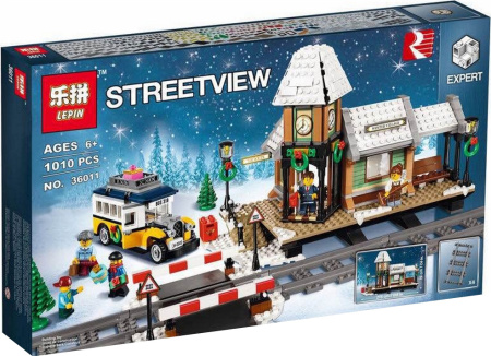 Конструктор Lepin 36011 Зимняя железнодорожная станция